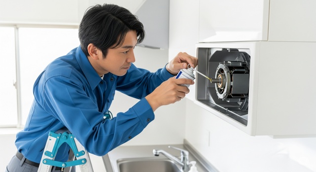 換気扇に潤滑油を塗布するやり方