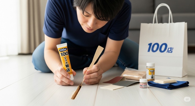 100均グッズでフローリングのえぐれ傷補修も簡単に