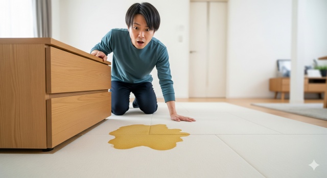基本のクッションフロアゴム汚染の落とし方と原因