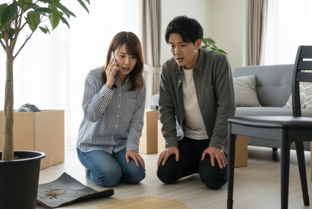 賃貸でクッションフロアがゴム汚染した時の対処法