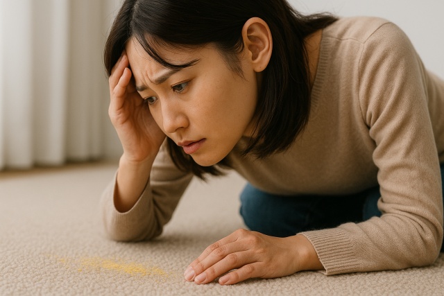 黄色い粉が出ないカーペットってある?