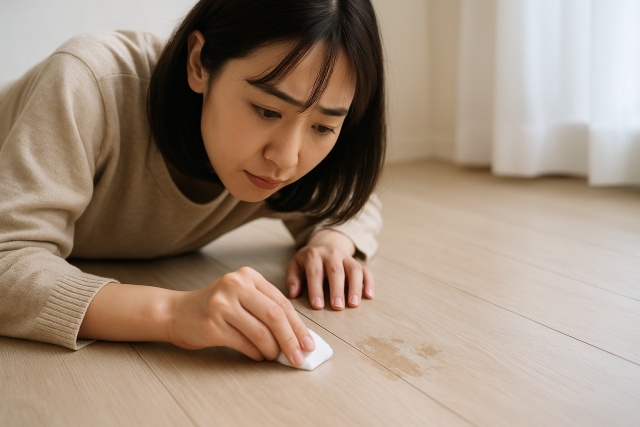 クッションフロアのワックス剥がれを補修する方法