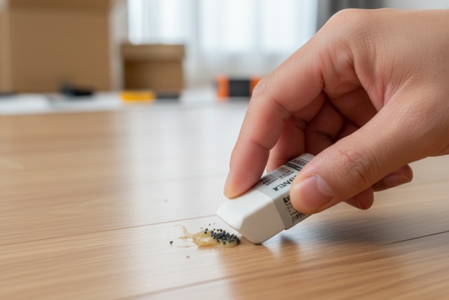 頑固な接着剤をシール剥がしや熱で除去する