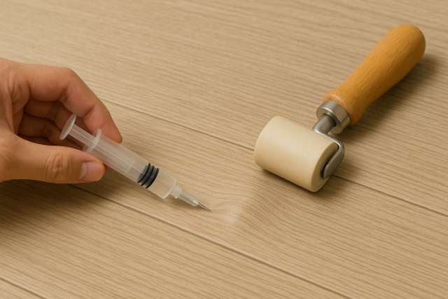 浮きや波打ちは接着剤の注入でDIY