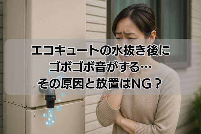 エコキュートの水抜き後にゴボゴボ音がする…その原因と放置はNG？