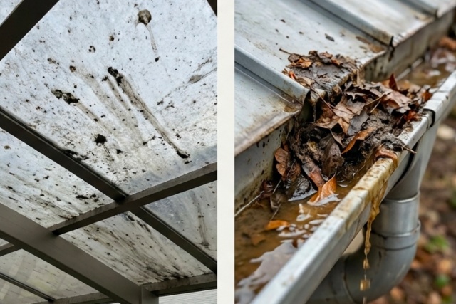 屋根の汚れや雨樋の掃除などメンテナンスの負担