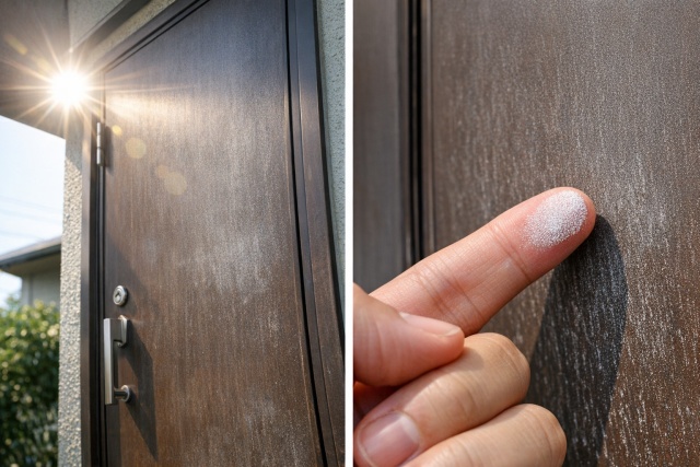 紫外線によるチョーキングで玄関ドアの色あせが起きる原因