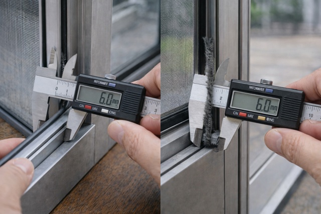 隙間を完全に塞ぐモヘアのベース幅とパイルの高さ