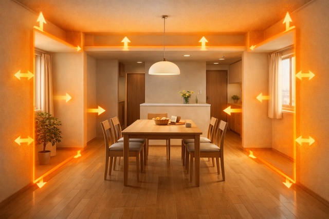 マンションの中部屋で熱を逃がさない魔法瓶効果