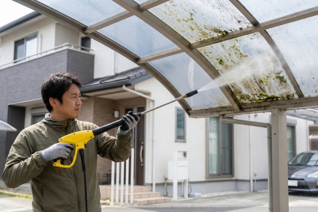 ポリカーボネート屋根を傷めない正しい洗浄方法