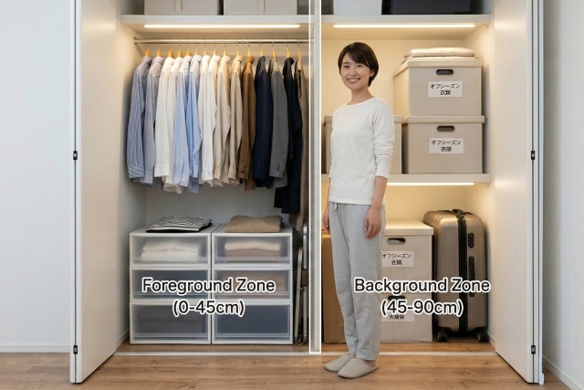 前後2列に分けるレイアウトと動線設計