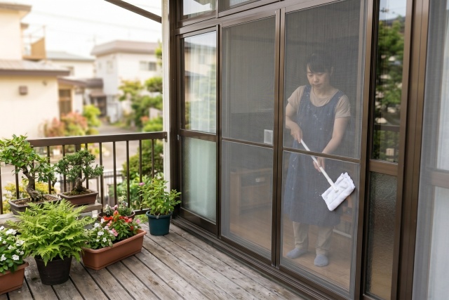 ワイパーとシートを使う簡単な網戸掃除術