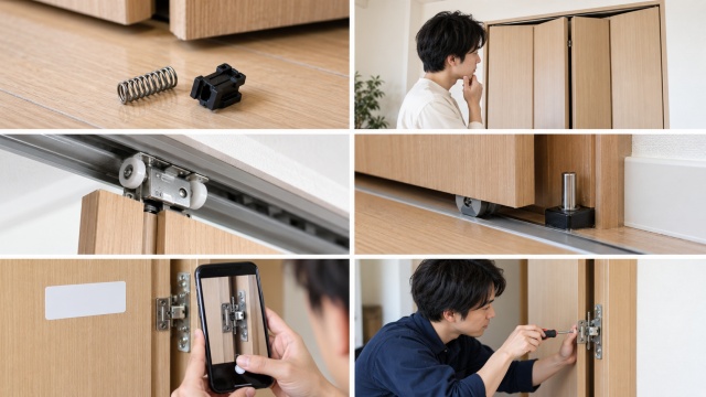 折れ戸の外し方と調整方法
