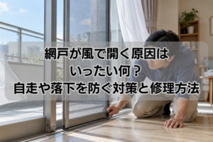 網戸が風で開く原因はいったい何？自走や落下を防ぐ対策と修理方法
